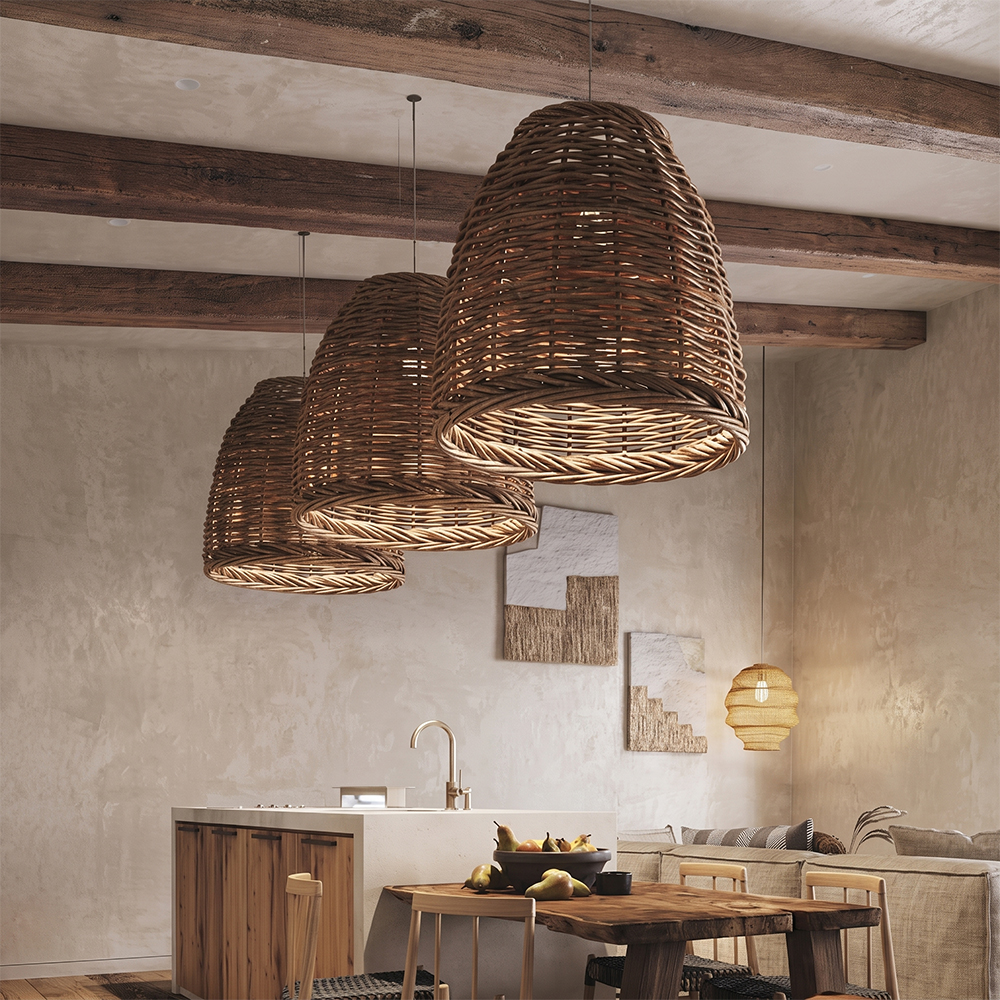 Wabi-Sabi Basket Weave Rattan Pendant Light Vintage Dining Lamp