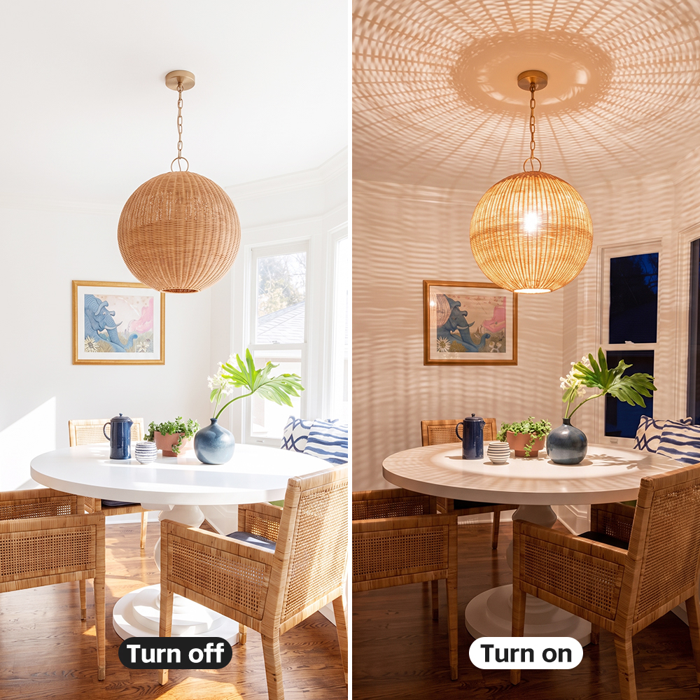 Californian Coastal Rattan Pendant Light Handwoven Dining Lamp