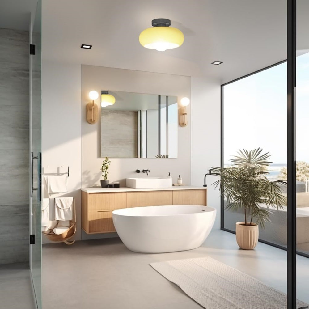 French Medieval Minimalist Bedroom Egg Tart Shaped Ceiling Light