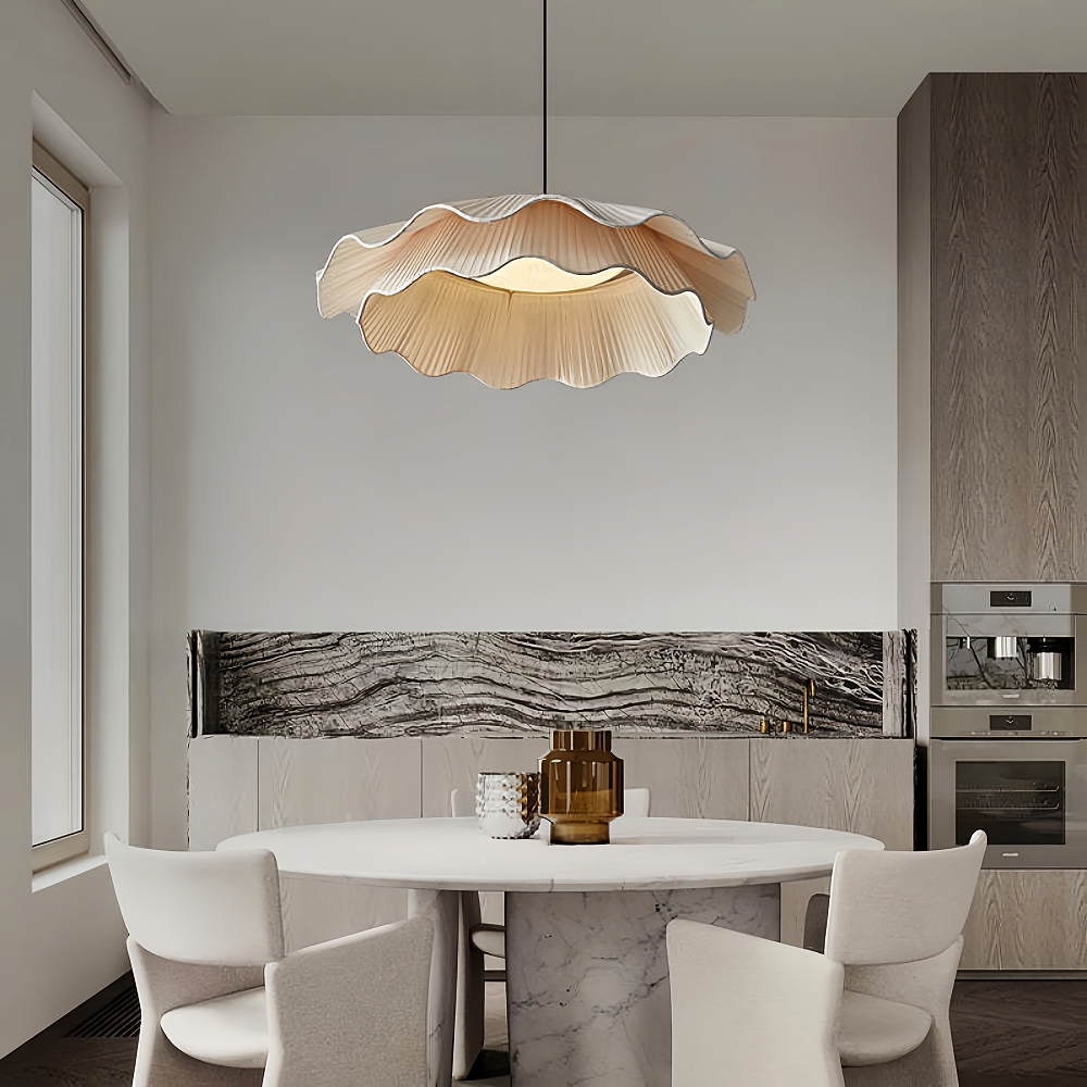 Double Layers Fabric LED White Dining Room Pendant Light