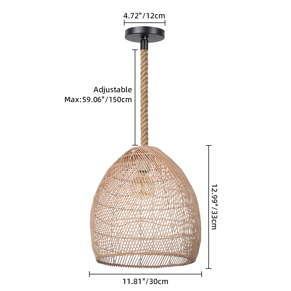 Hemp Rope Pendant Hand-woven Rattan Chandelier For Dining Room Living Room