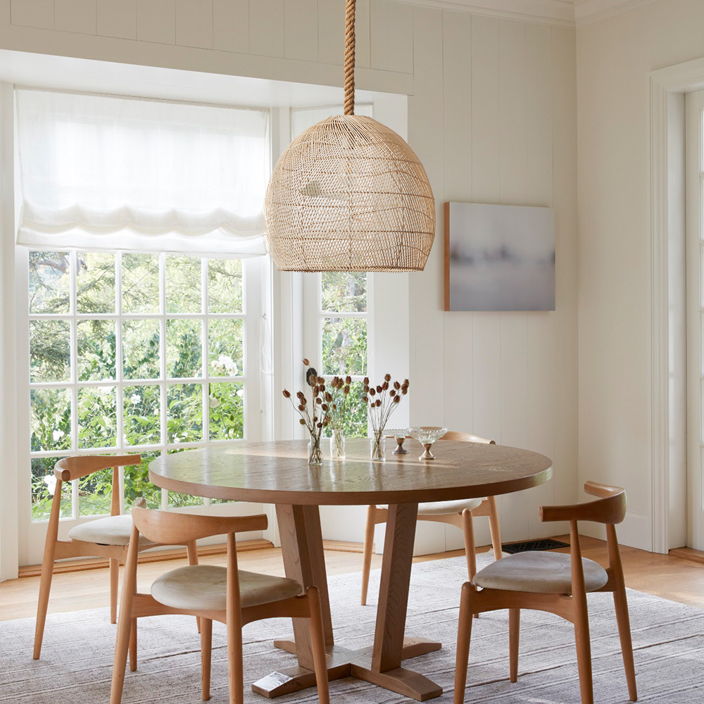 Hemp Rope Pendant Hand-woven Rattan Chandelier For Dining Room Living Room
