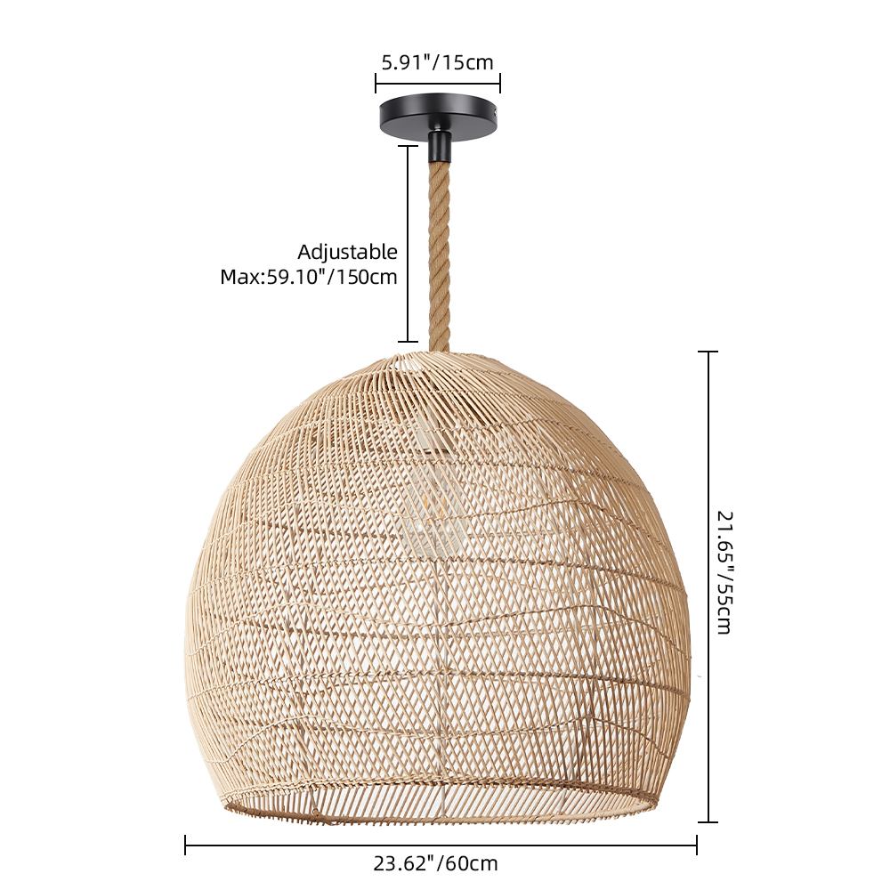 Hemp Rope Pendant Hand-woven Rattan Chandelier For Dining Room Living Room