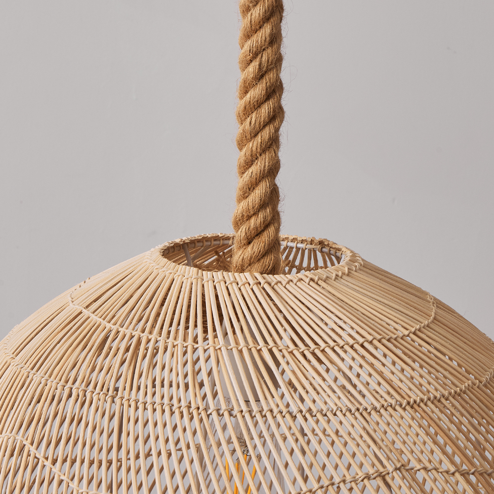 Hemp Rope Pendant Hand-woven Rattan Chandelier For Dining Room Living Room