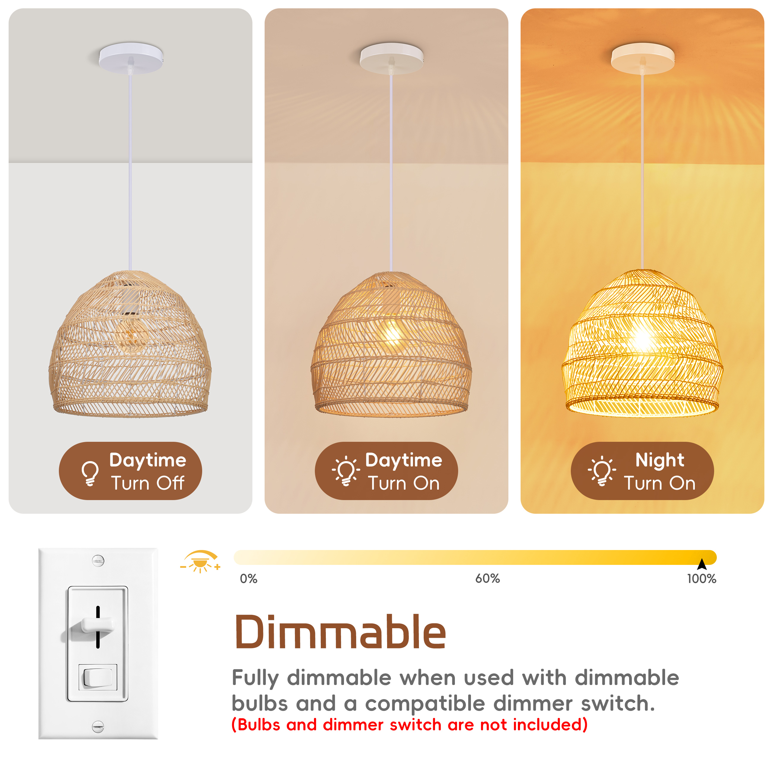 Florida Dining Room Rattan Pendants Light Fixture
