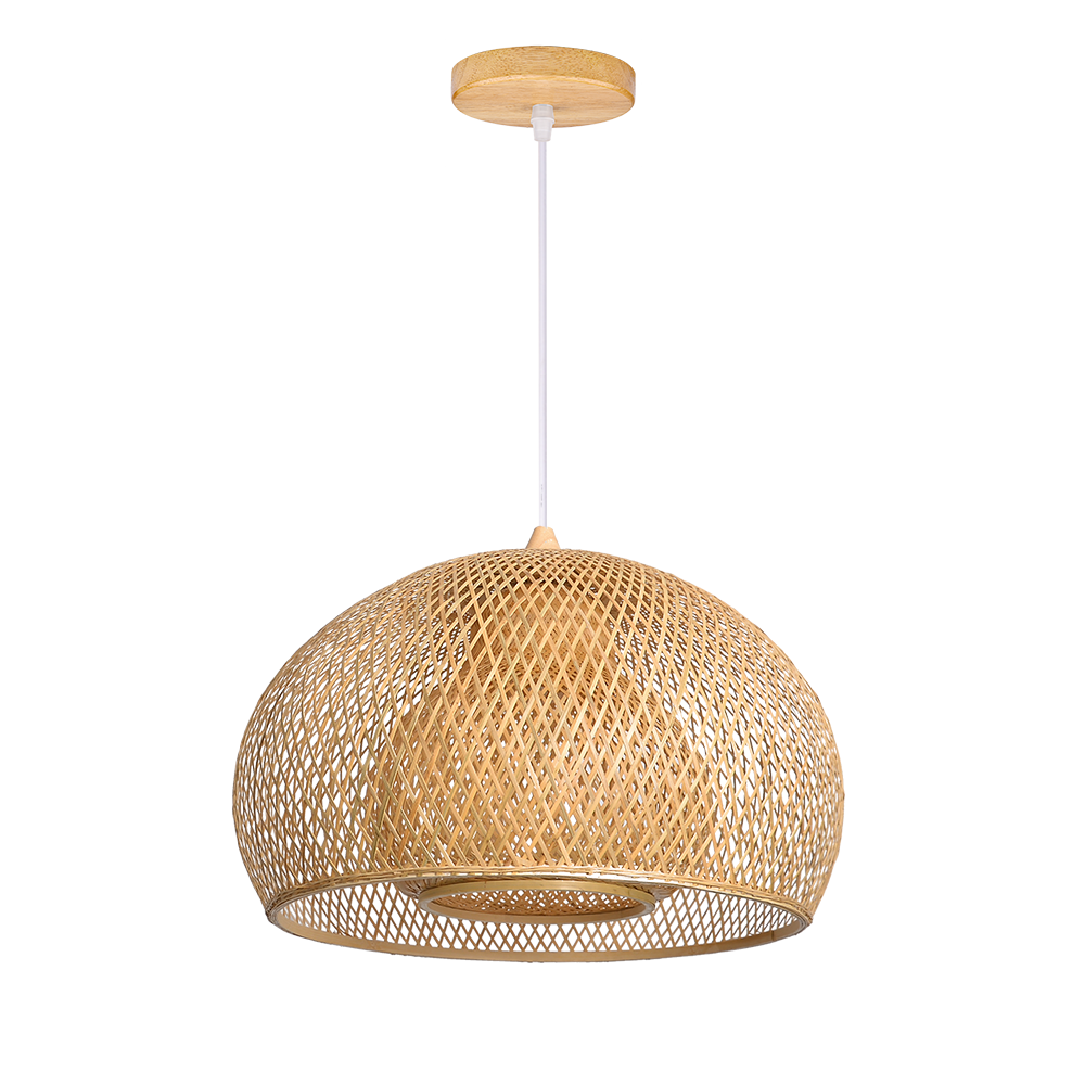 Japandi Home Decor Bamboo Ceiling Lamp Woven Rustic Pendant Lighting