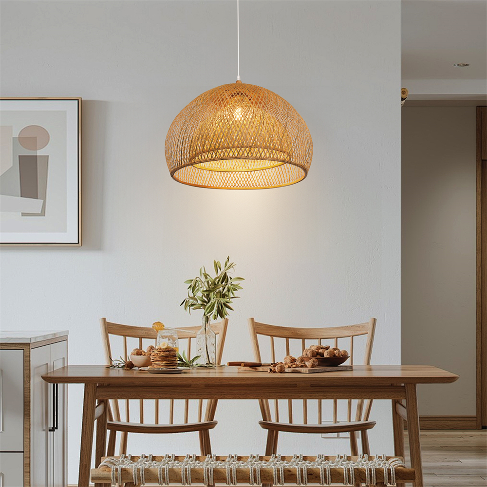 Handmade 2-Layer Bamboo Pendant Light Sustainable Ceiling Light Shades