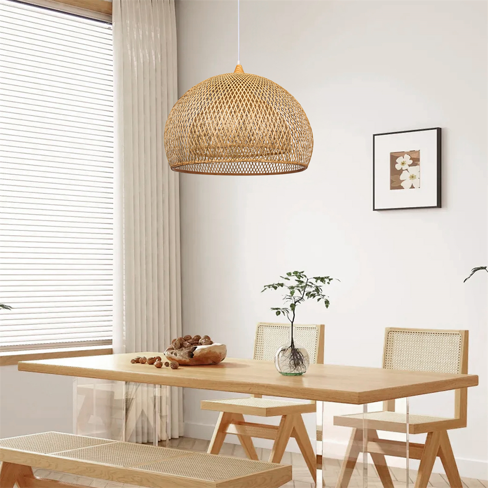 Handmade 2-Layer Bamboo Pendant Light Sustainable Ceiling Light Shades