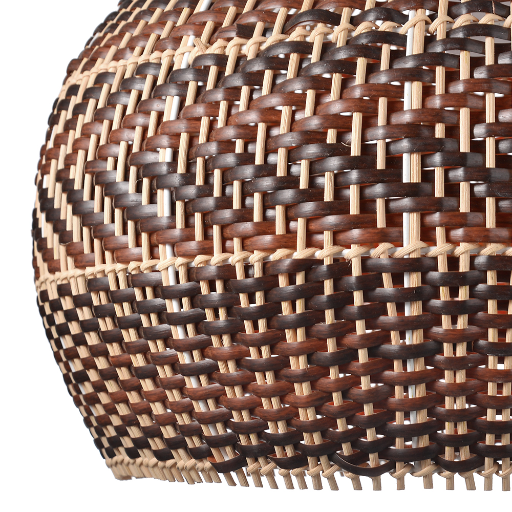 Hand-woven Black And Brown Spliced Rattan Chandelier Herringbone Wicker Pendant light