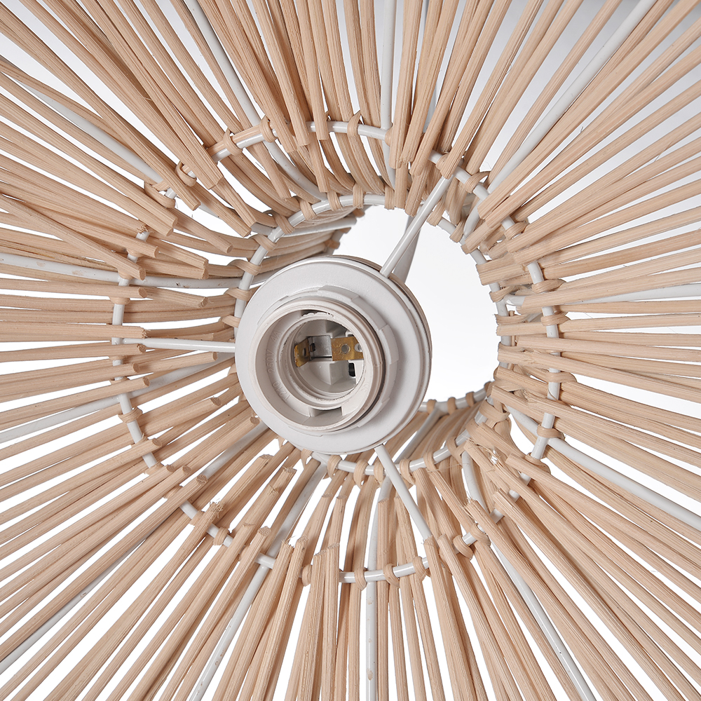 Hand-woven Black And Brown Spliced Rattan Chandelier Herringbone Wicker Pendant light