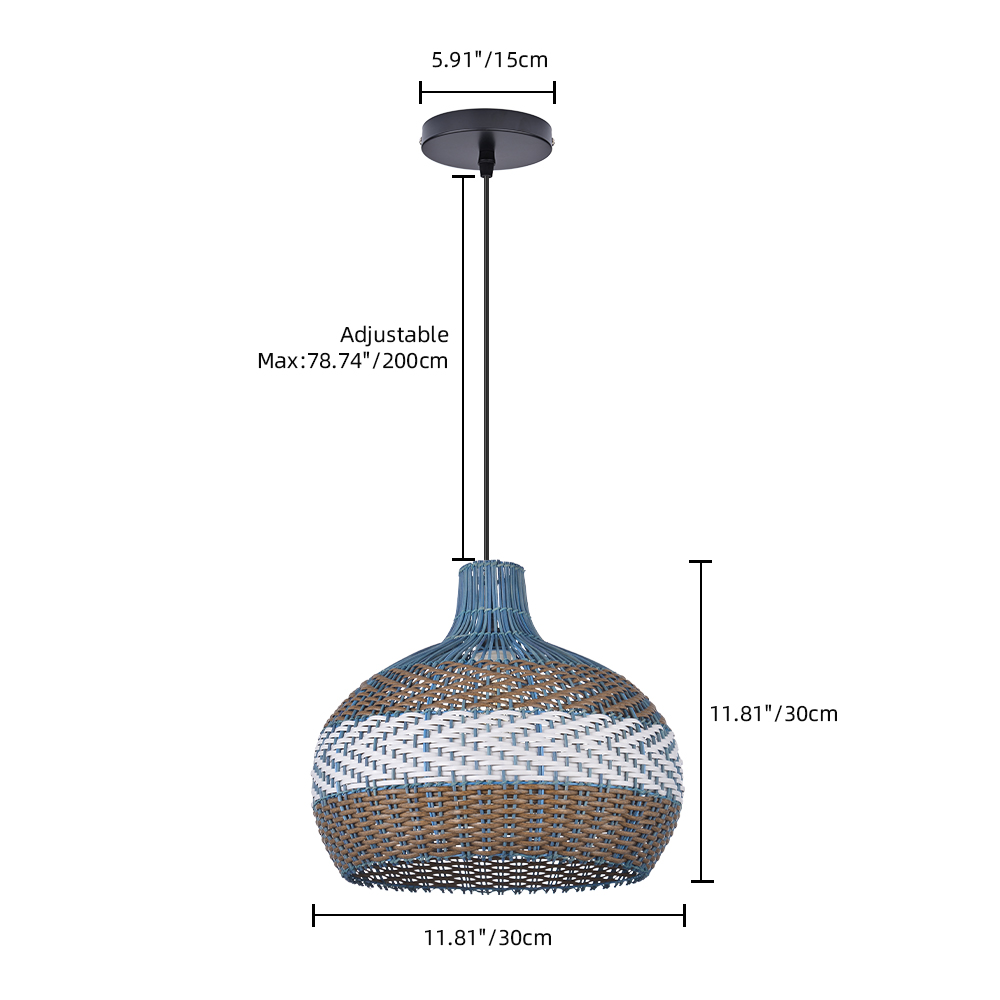Classic Rattan Pendant Light for Kitchen Island Handwoven Boho Decor