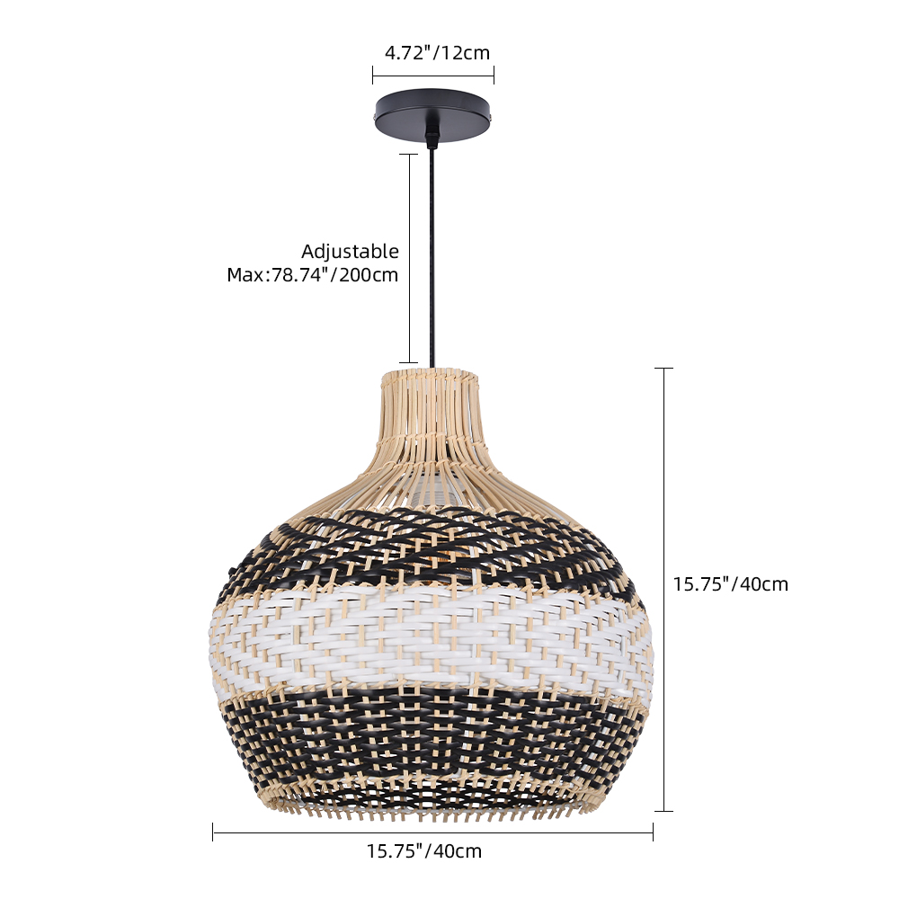 Modern Home Dining Room Decor Rattan Pendant Light Handmade Hanging Lampshade