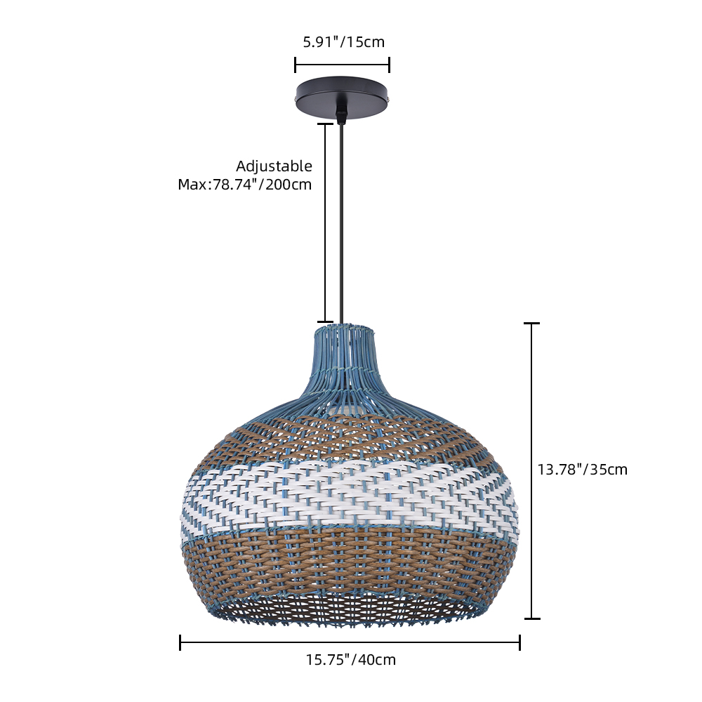 Classic Rattan Pendant Light for Kitchen Island Handwoven Boho Decor