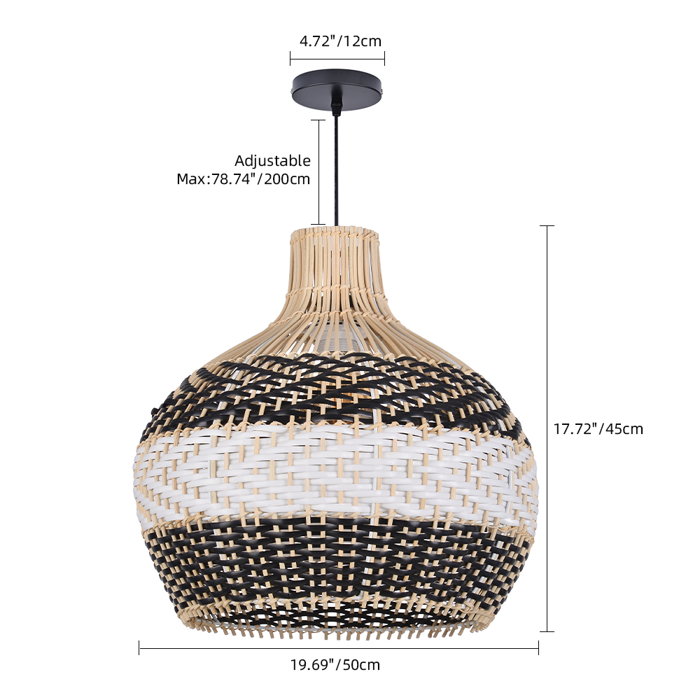 Modern Home Dining Room Decor Rattan Pendant Light Handmade Hanging Lampshade