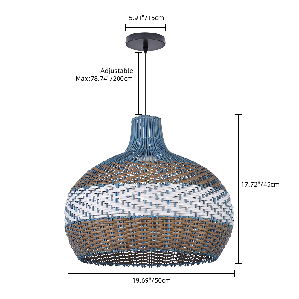Classic Rattan Pendant Light for Kitchen Island Handwoven Boho Decor