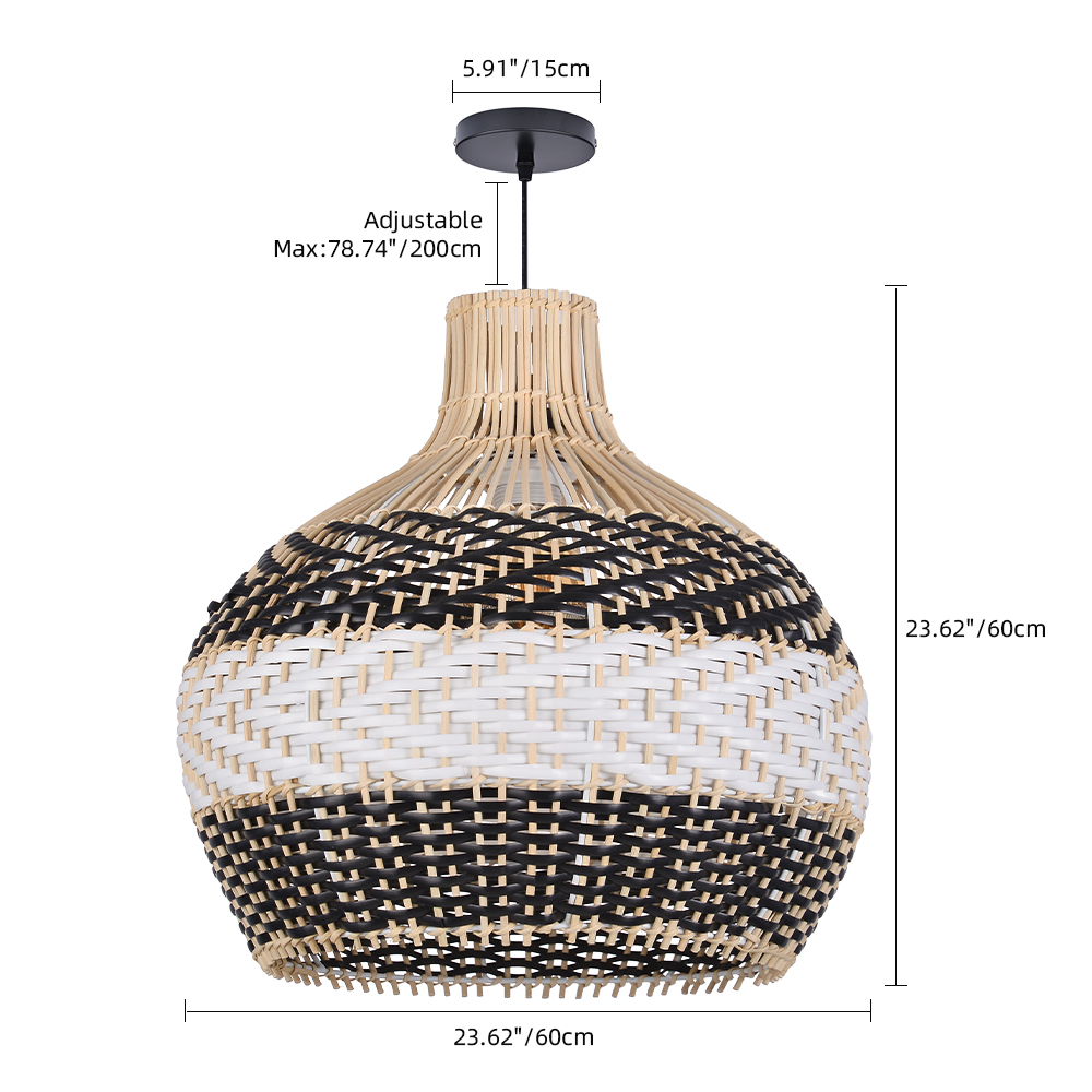 Modern Home Dining Room Decor Rattan Pendant Light Handmade Hanging Lampshade