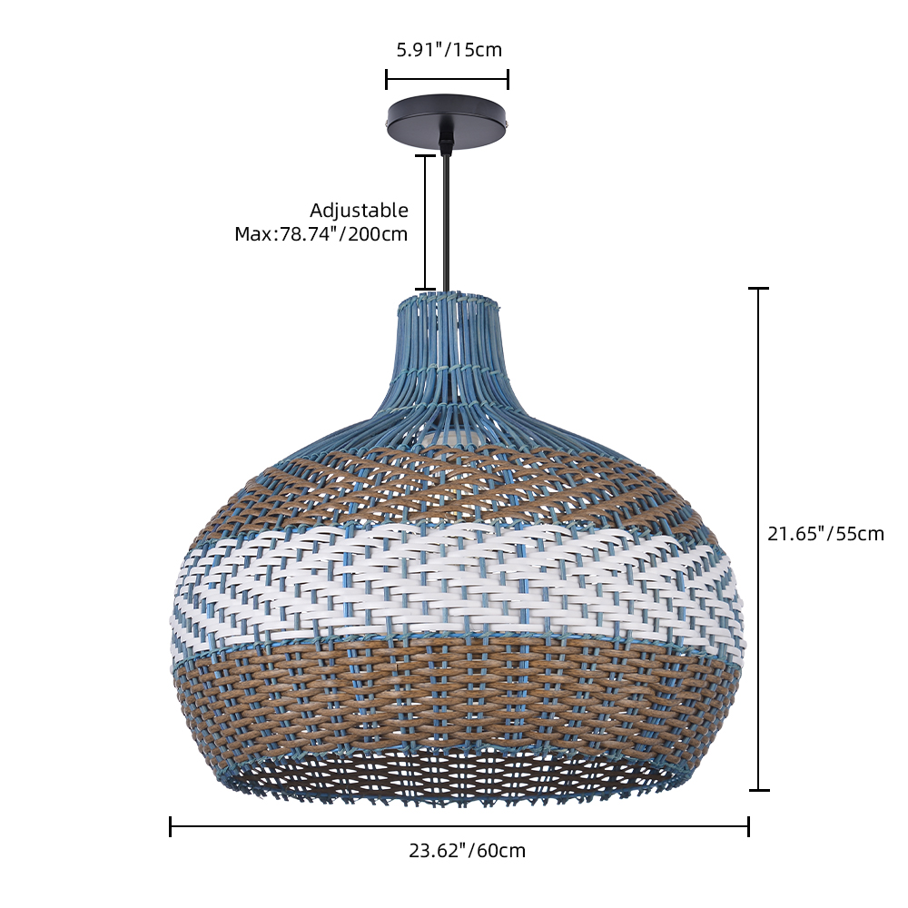Classic Rattan Pendant Light for Kitchen Island Handwoven Boho Decor
