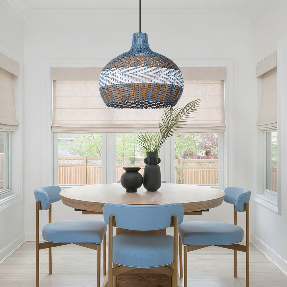 Classic Rattan Pendant Light for Kitchen Island Handwoven Boho Decor