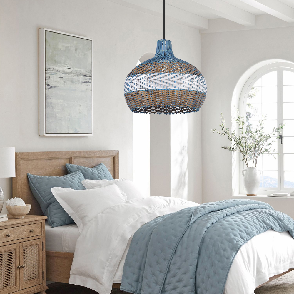 Classic Rattan Pendant Light for Kitchen Island Handwoven Boho Decor