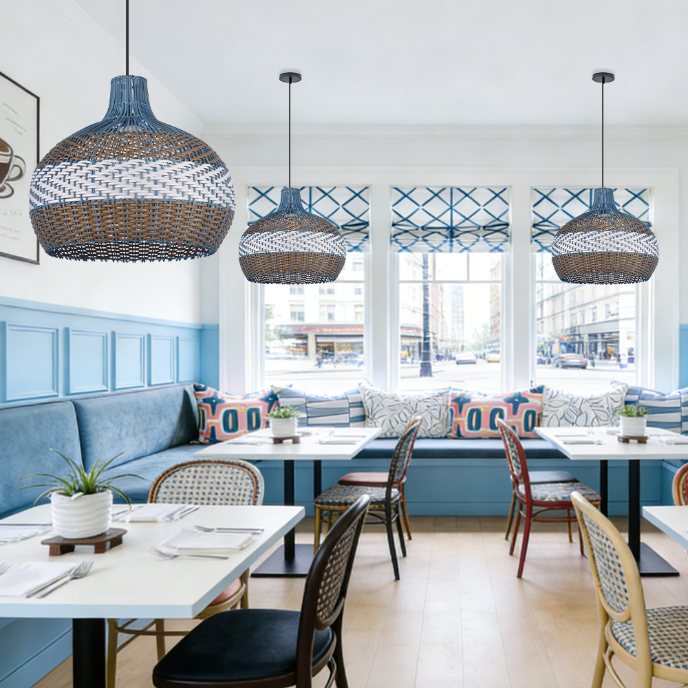 Classic Rattan Pendant Light for Kitchen Island Handwoven Boho Decor
