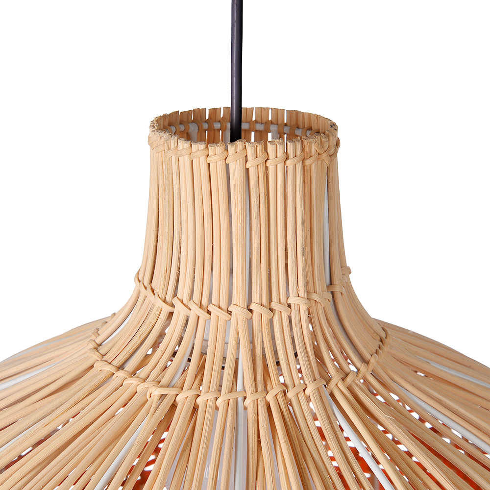 Black & Brown Spliced Rattan Chandelier Handwoven Pendant Light