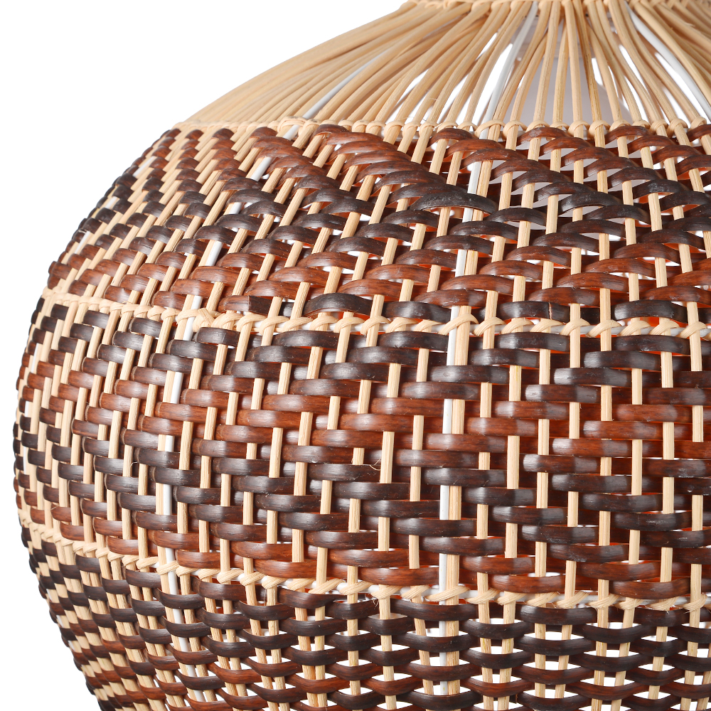 Black & Brown Spliced Rattan Chandelier Handwoven Pendant Light