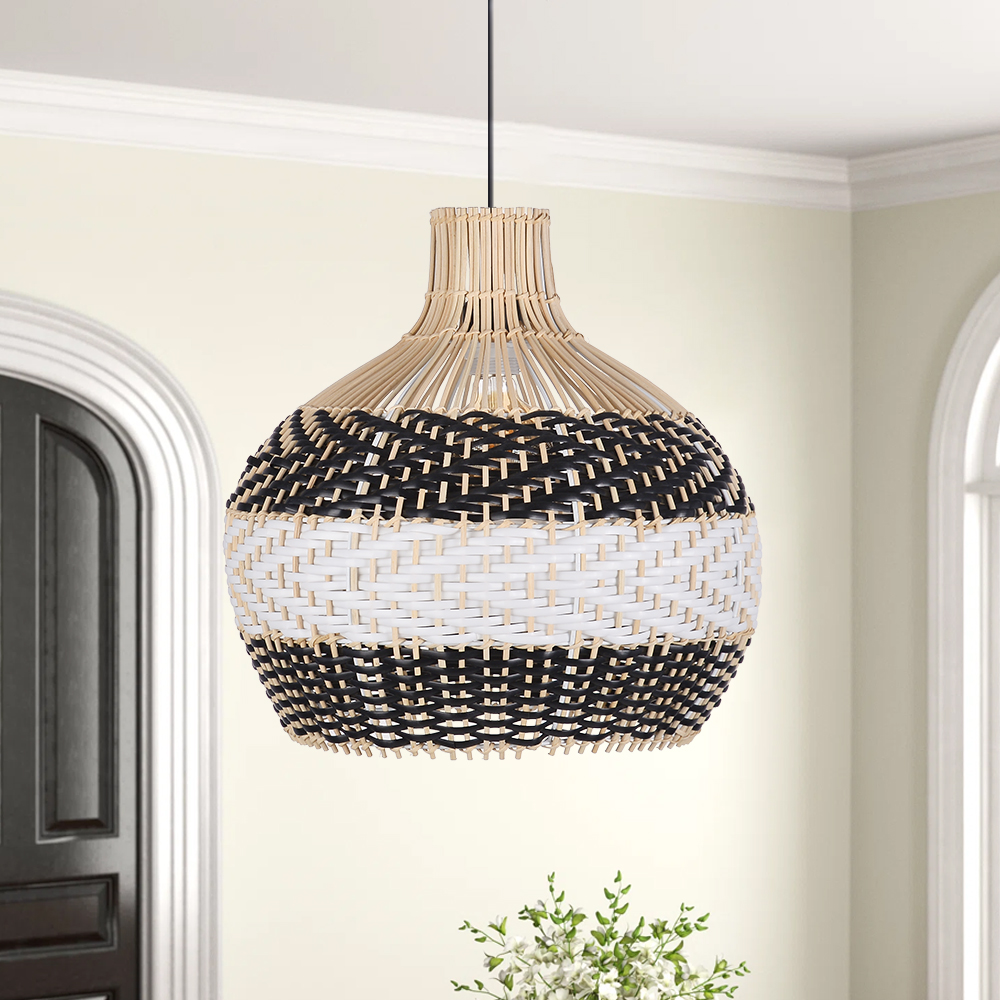 Modern Home Dining Room Decor Rattan Pendant Light Handmade Hanging Lampshade