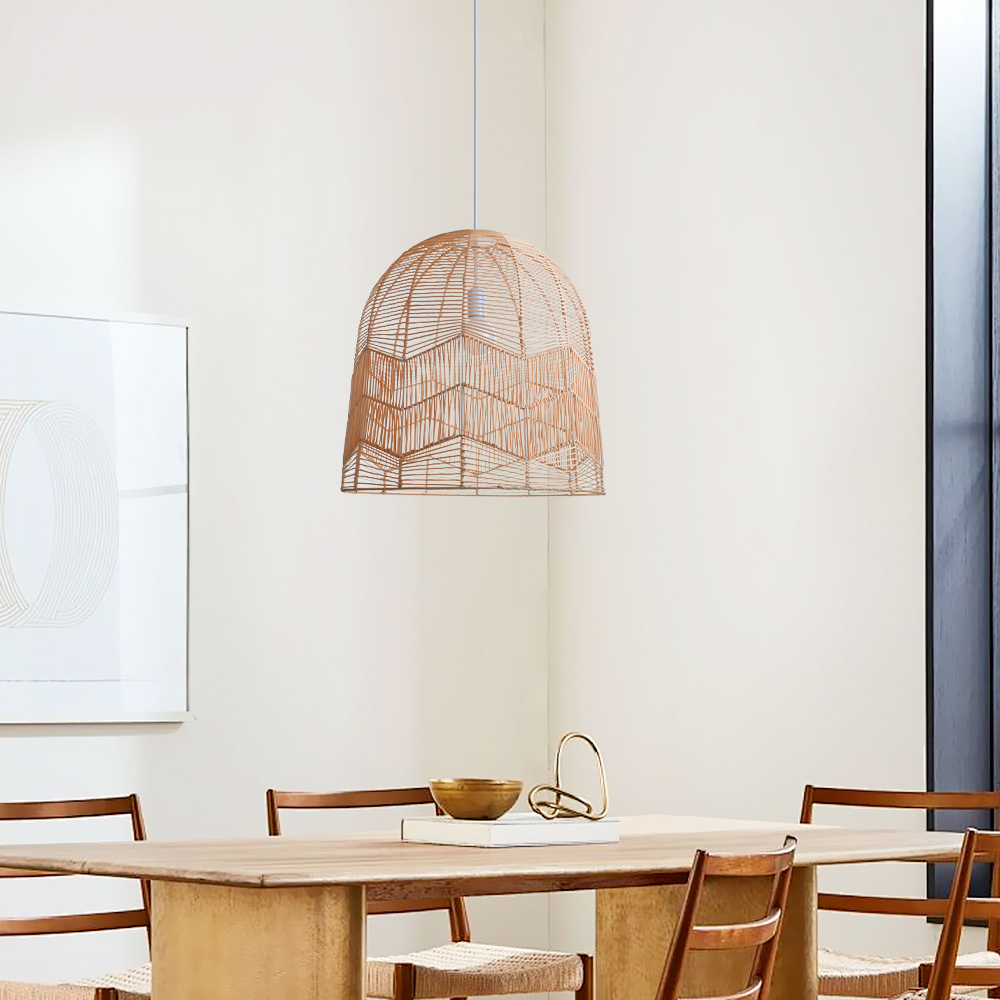 Hollow Rattan Pendant Light Fixture Bohemian Living Room Natural Wicker Light