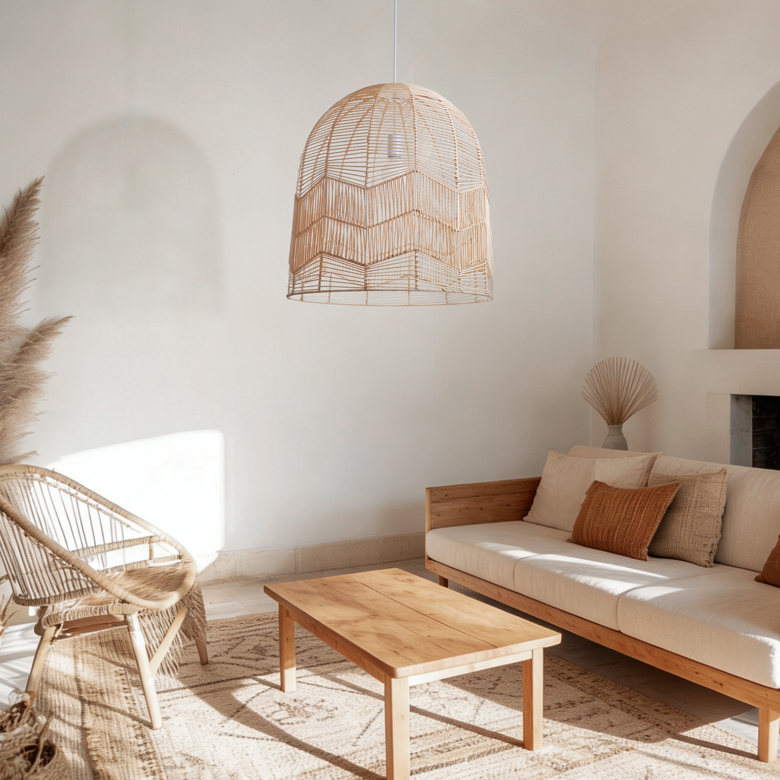 Bohemian Living Room Natural Wicker Light