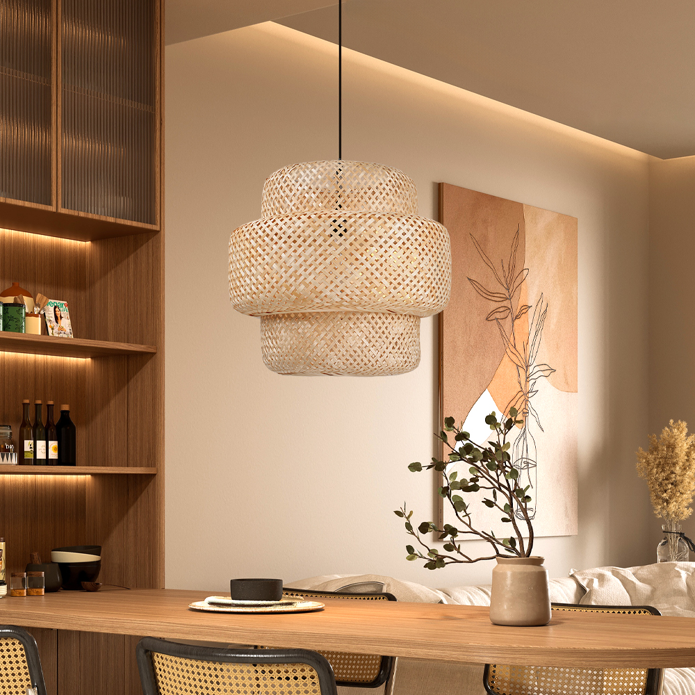 Handmade Sophisticated Bamboo Pendant Lamp Coastal Interior Decor Lighting