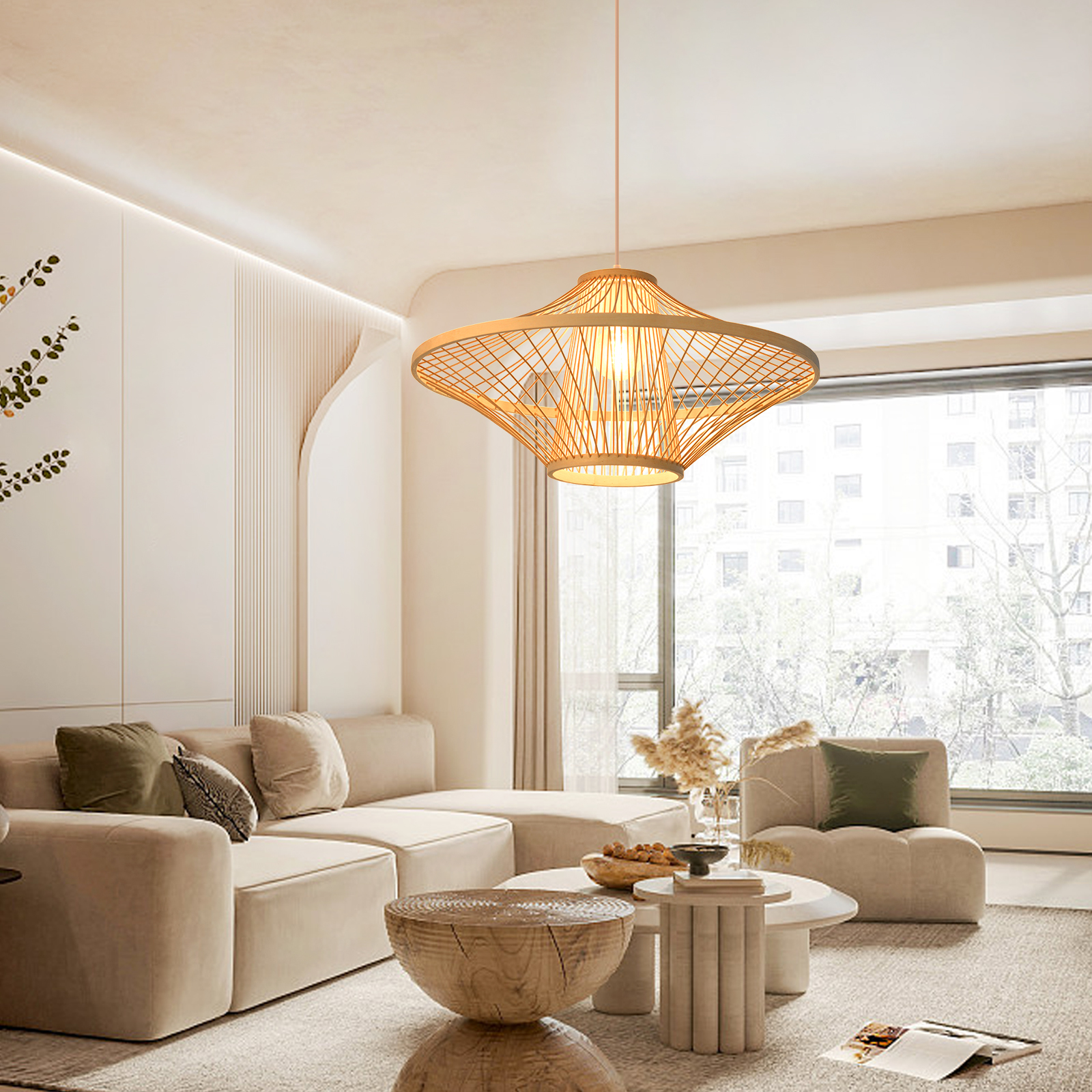 Japanese-style living room bamboo hanging lamp decor restaurant aisle wicker pendant light fixtures