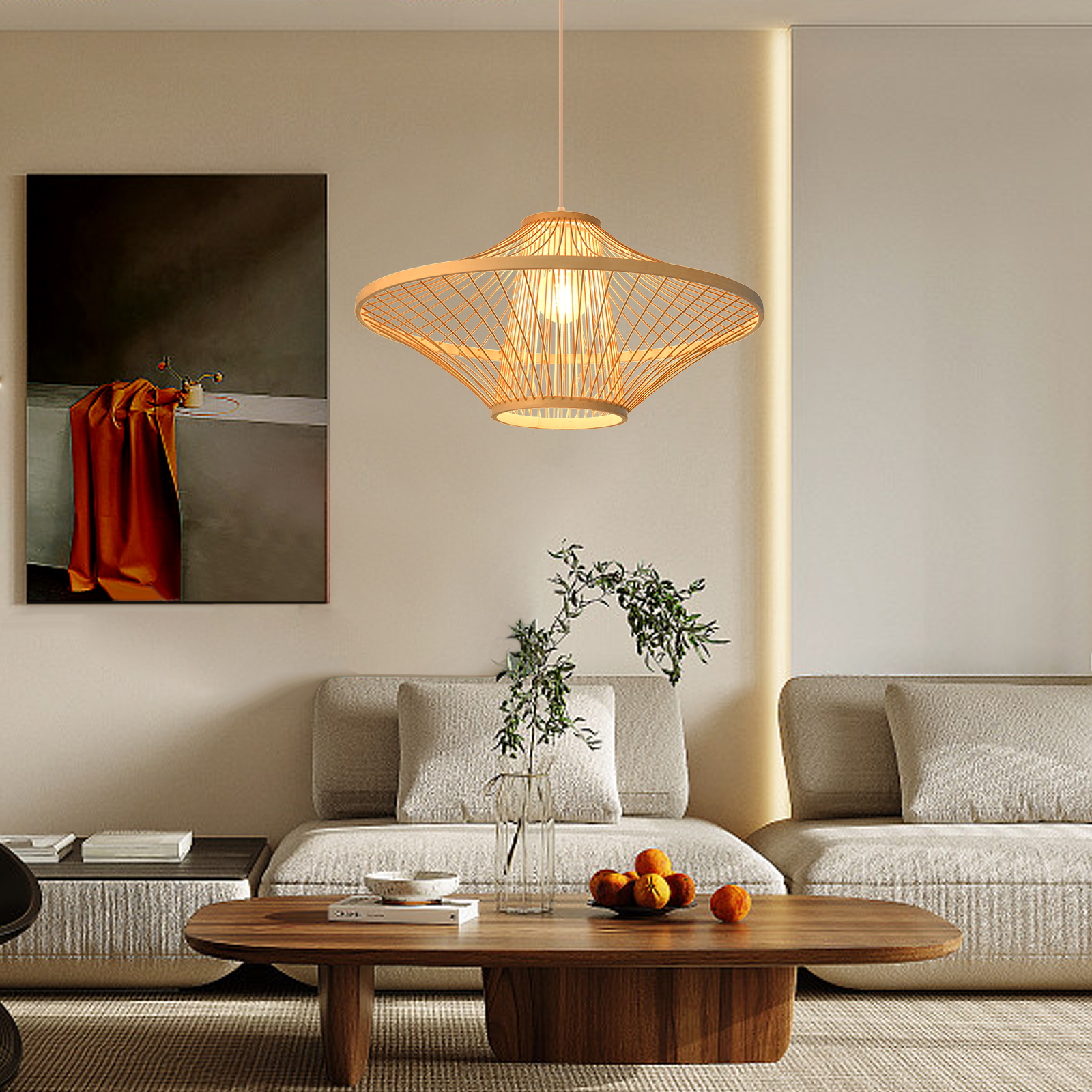 Japanese-style living room bamboo hanging lamp decor restaurant aisle wicker pendant light fixtures