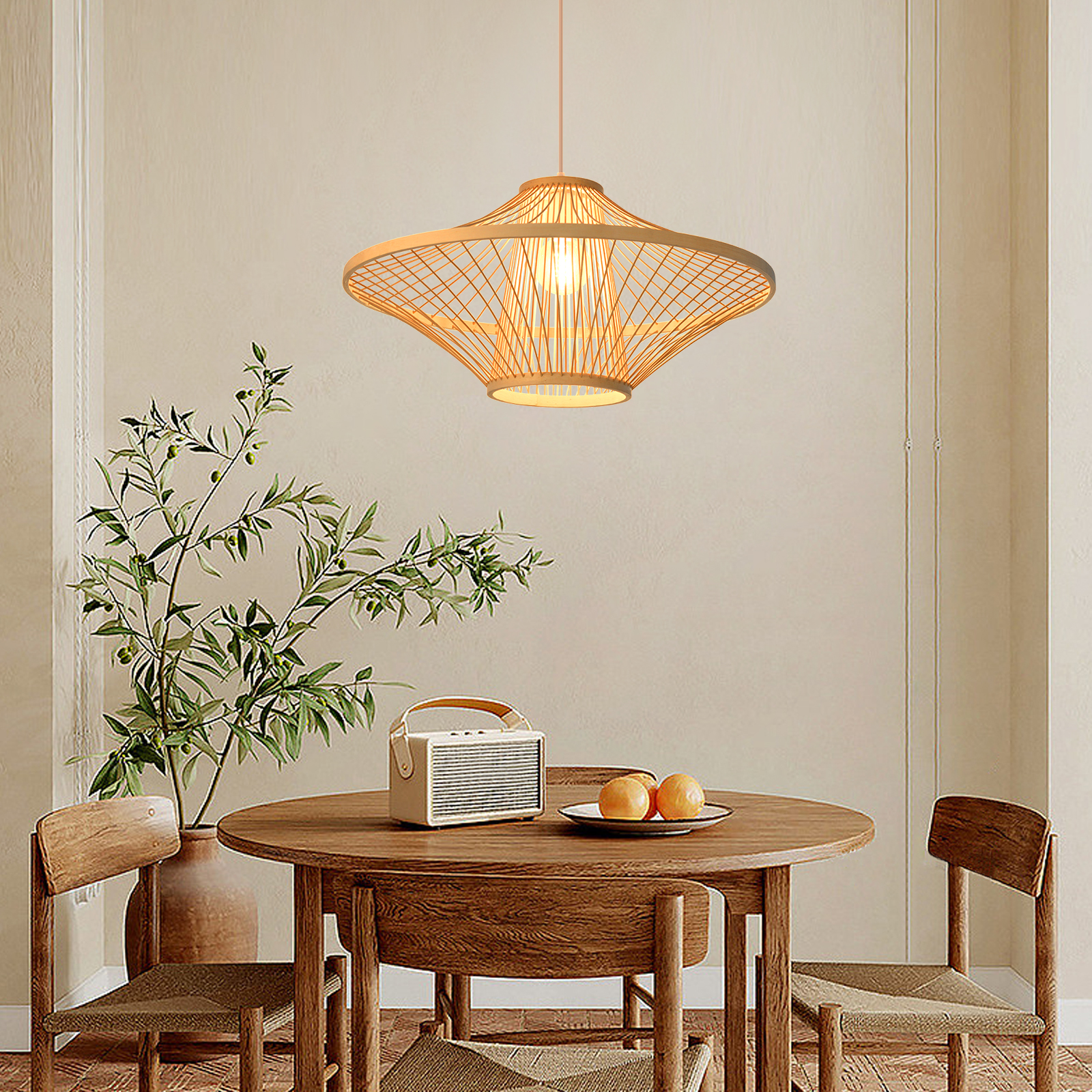 Japanese-style living room bamboo hanging lamp decor restaurant aisle wicker pendant light fixtures