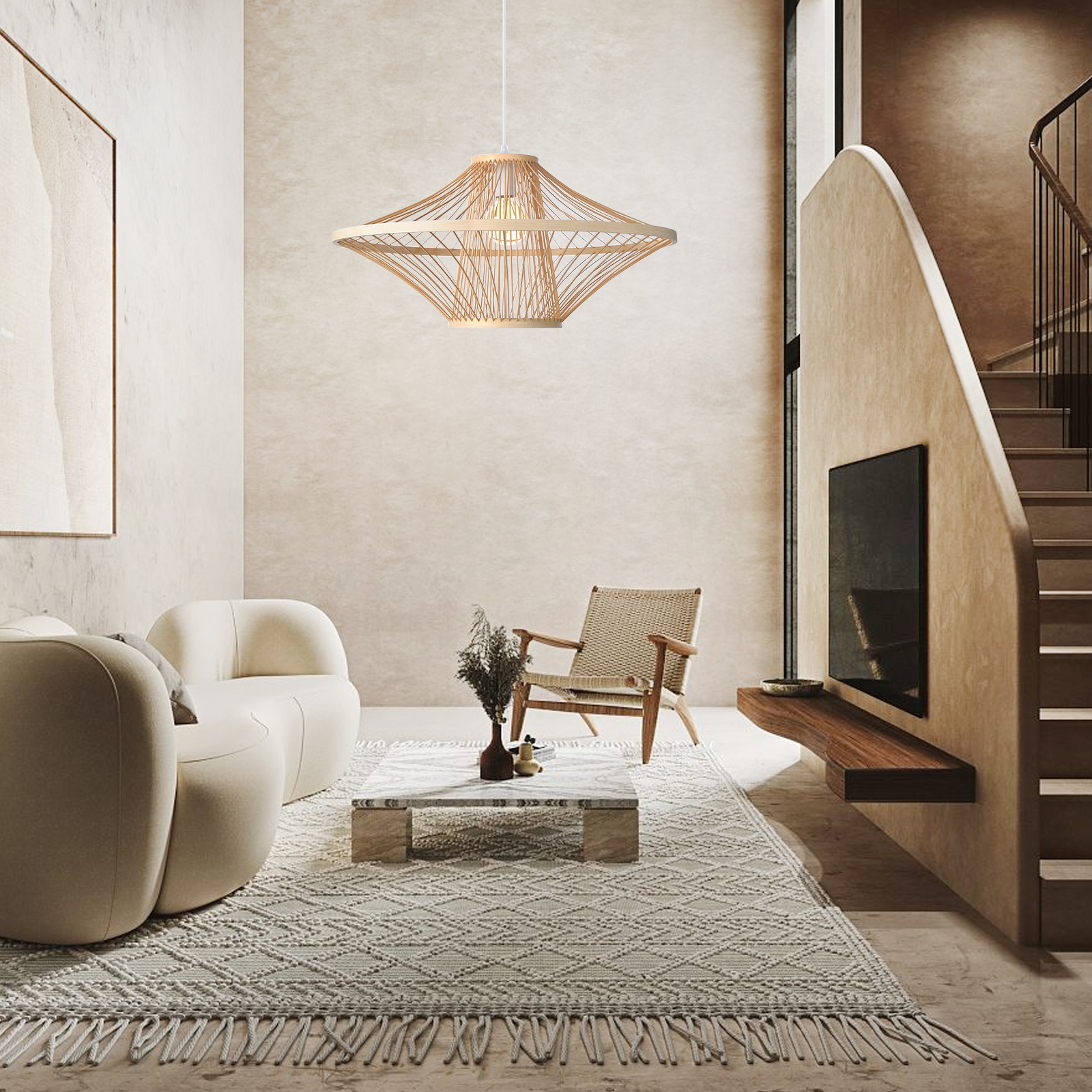 Japanese-style living room bamboo hanging lamp decor restaurant aisle wicker pendant light fixtures