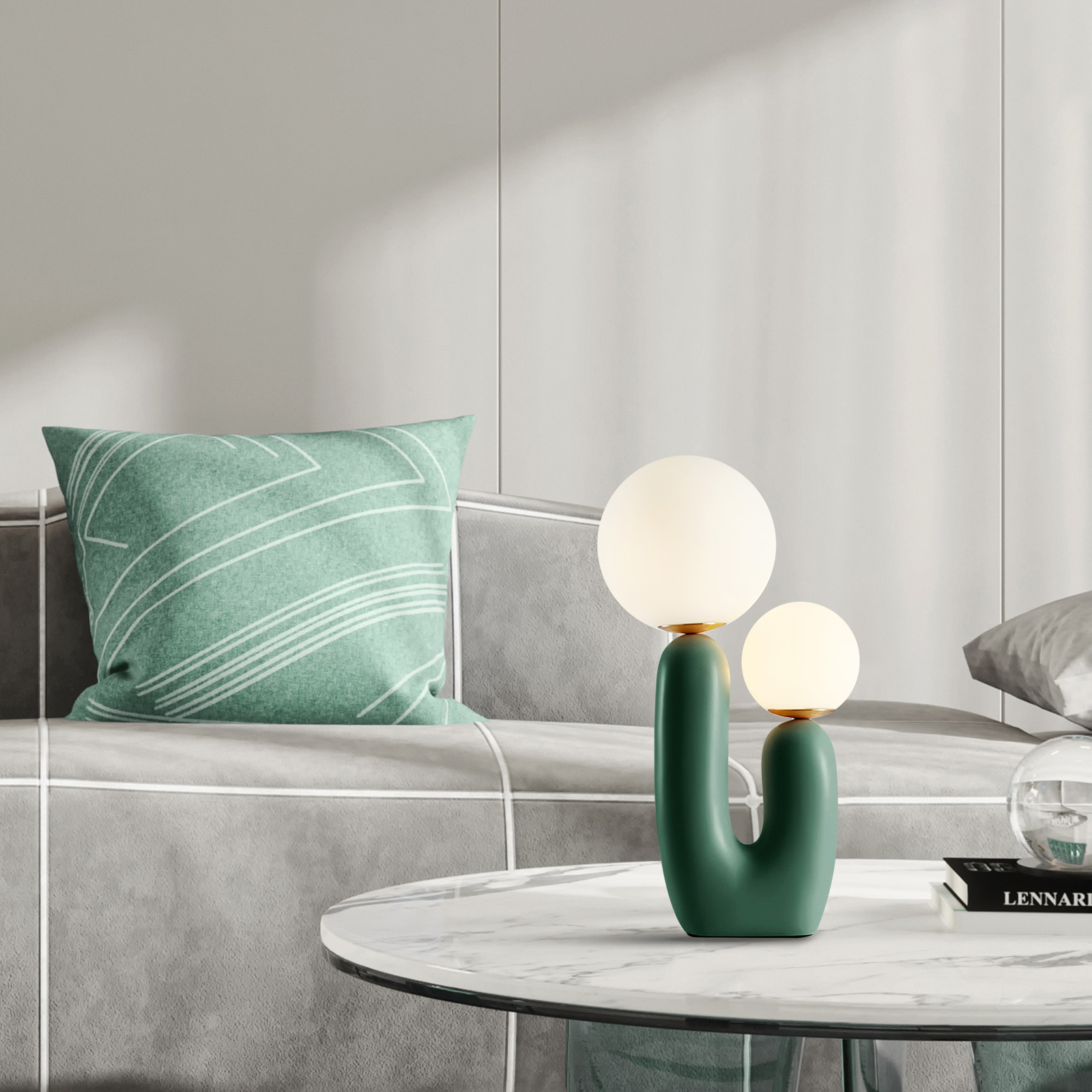 Nordic Green Table Lamp Danish Resin Bedside Lamp for Bedroom