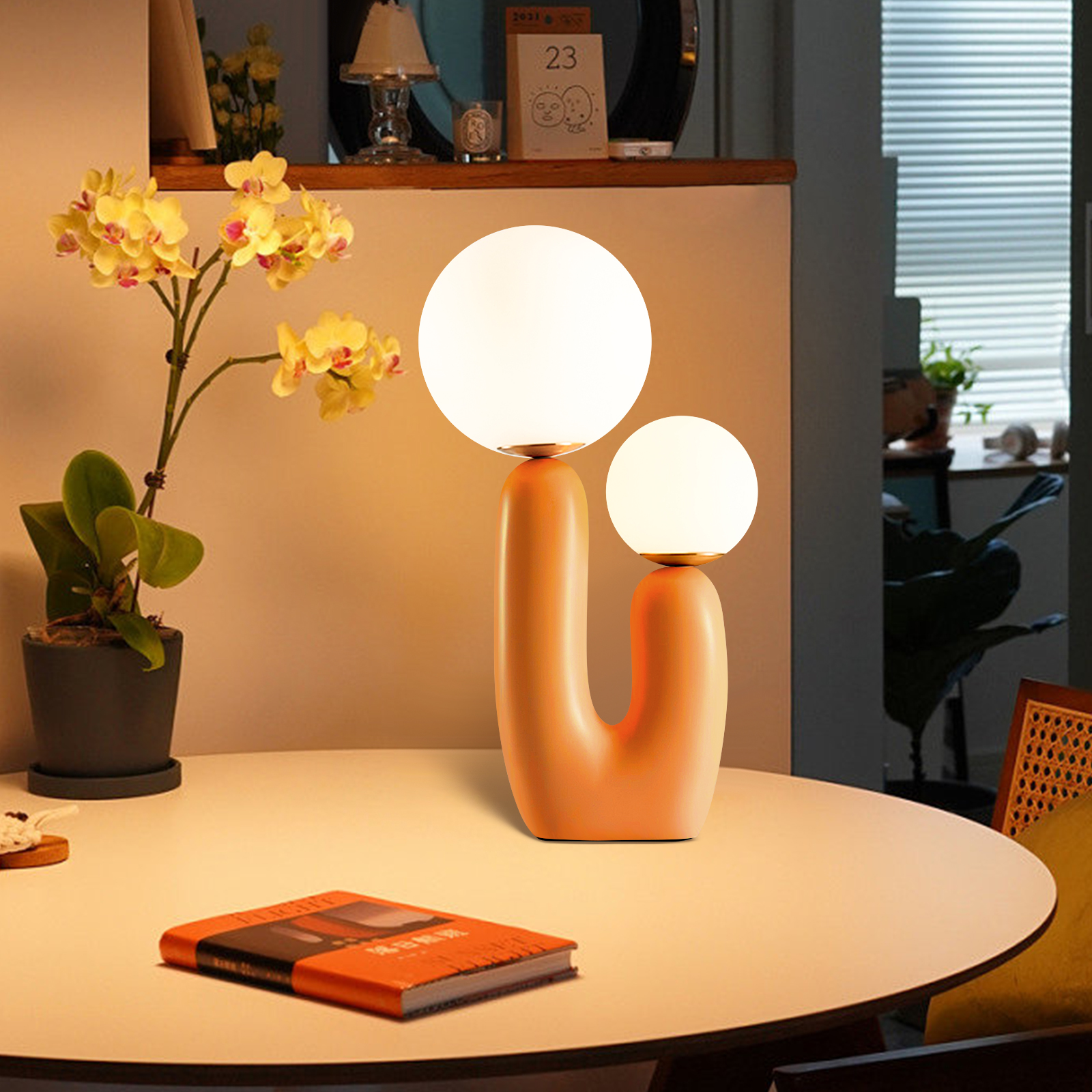 Nordic Green Table Lamp Danish Resin Bedside Lamp for Bedroom