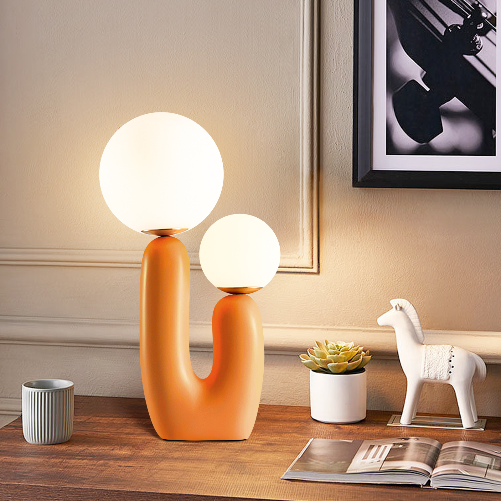 Nordic Green Table Lamp Danish Resin Bedside Lamp for Bedroom