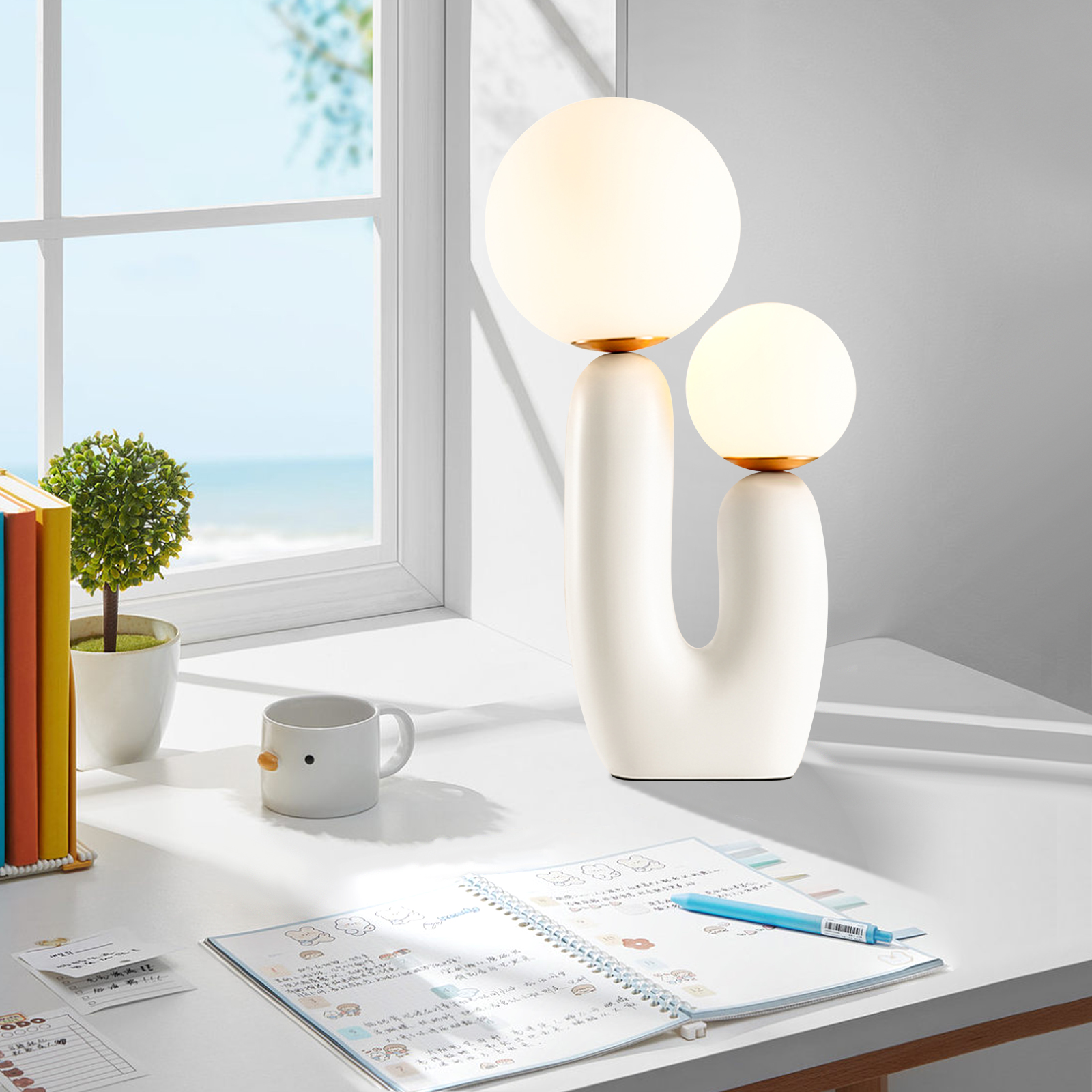 Nordic Green Table Lamp Danish Resin Bedside Lamp for Bedroom