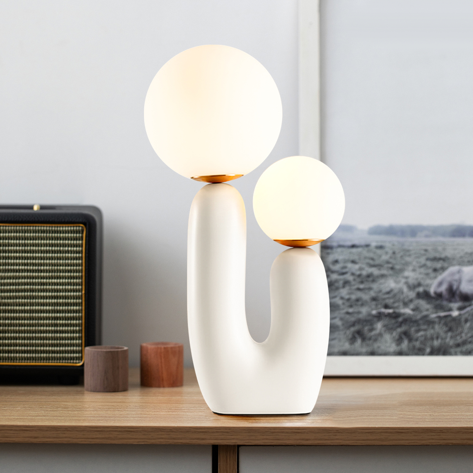 Nordic Green Table Lamp Danish Resin Bedside Lamp for Bedroom