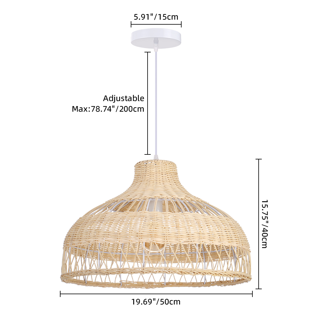 Modern Handwoven Hollow Rattan Pendant Lamp Shade For Dining Room Living Room