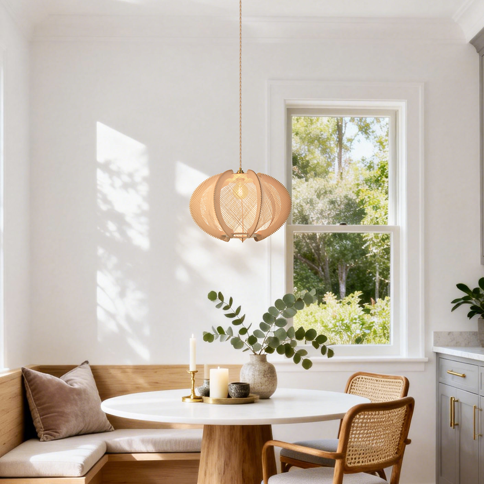Mid-Century Scandinavian Wood Pendant Light Modern Hanging Lamp
