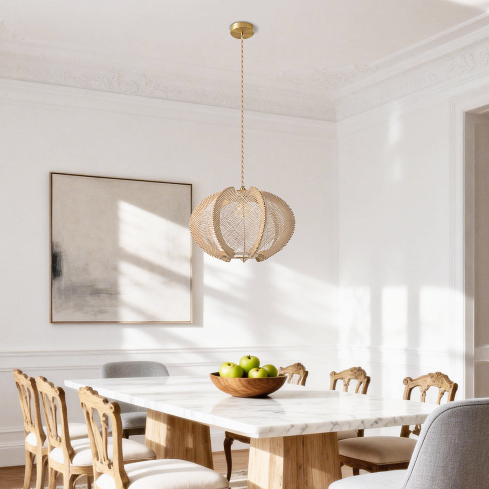 Mid-Century Scandinavian Wood Pendant Light Modern Hanging Lamp