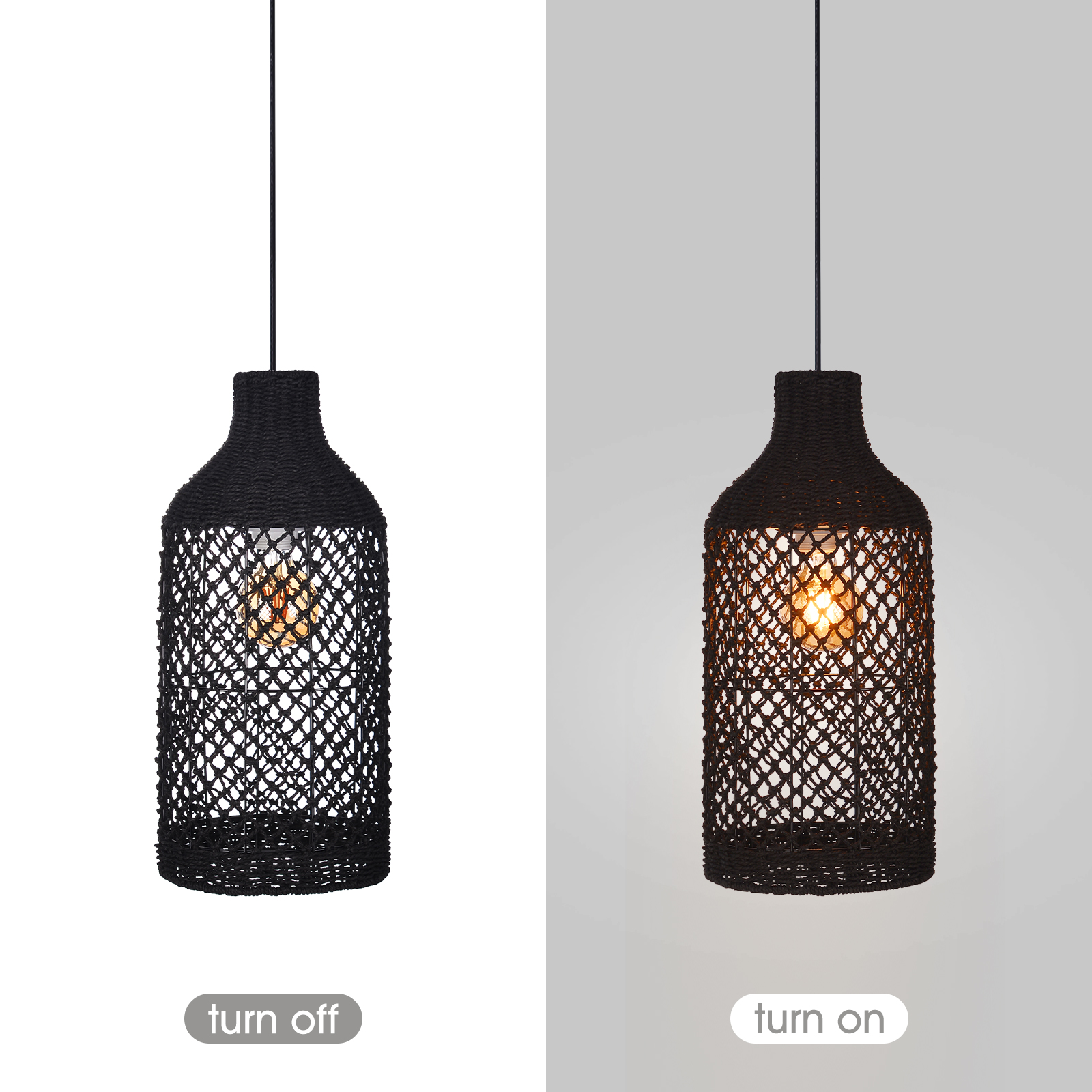 Southeast Asian Style Woven Seaweed Pendant Lamp With Retro Lampshade