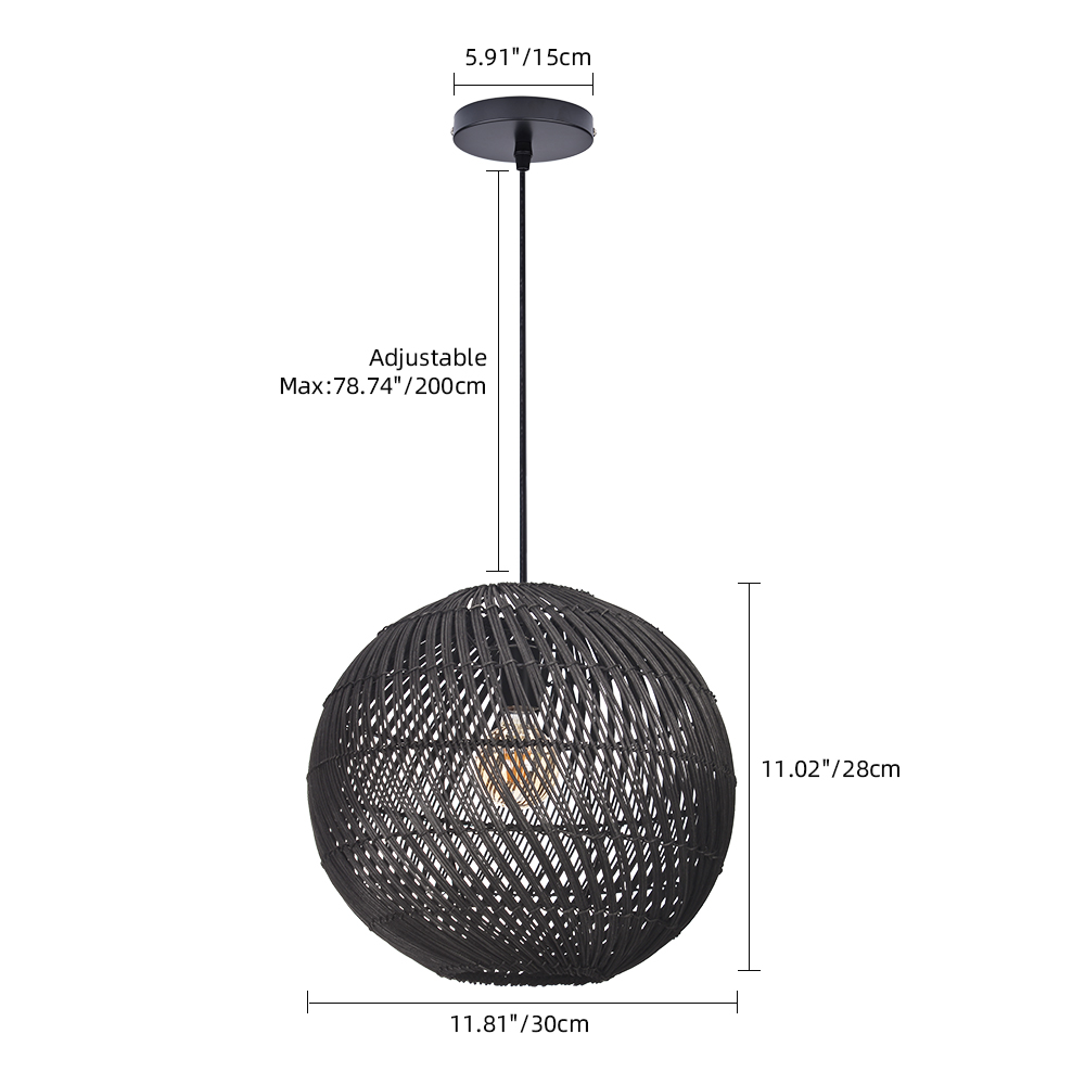 Southeast Asian Style Handmade Rattan Water-Pattern Shade Pendant Light