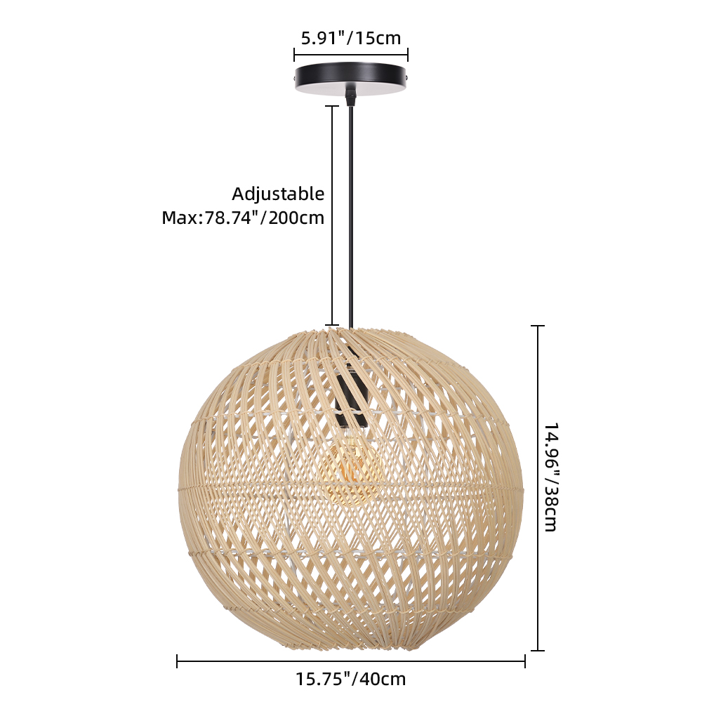 Southeast Asian Style Handmade Rattan Water-Pattern Shade Chandelier