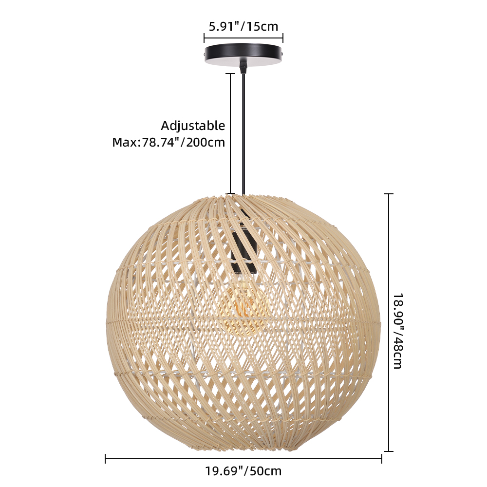 Southeast Asian Style Handmade Rattan Water-Pattern Shade Chandelier