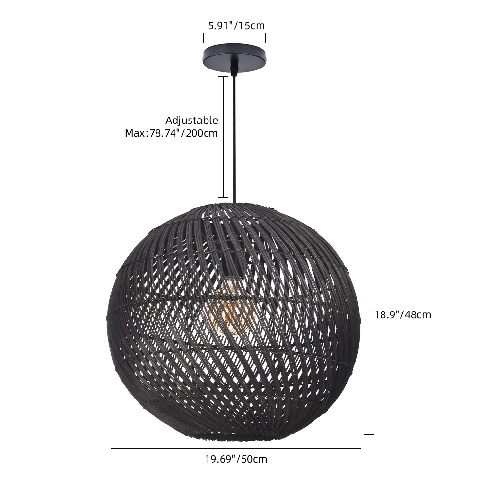 Southeast Asian Style Handmade Rattan Water-Pattern Shade Pendant Light