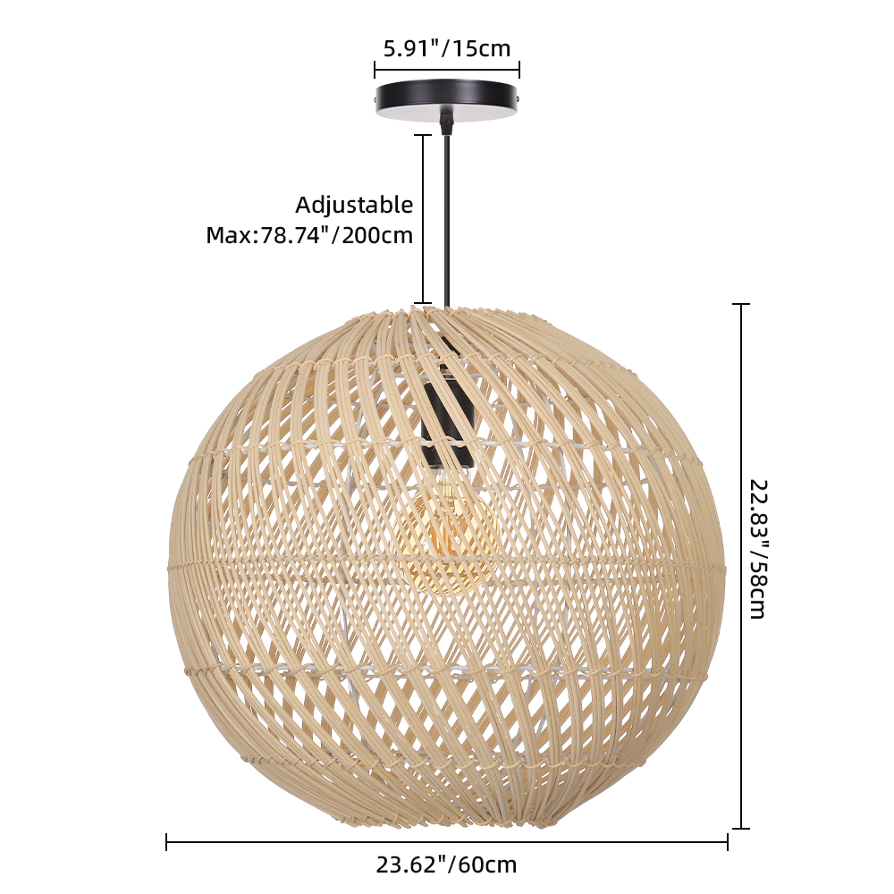 Southeast Asian Style Handmade Rattan Water-Pattern Shade Pendant Light