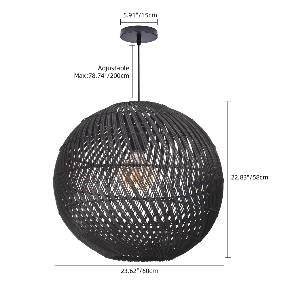 Southeast Asian Style Handmade Rattan Water-Pattern Shade Pendant Light