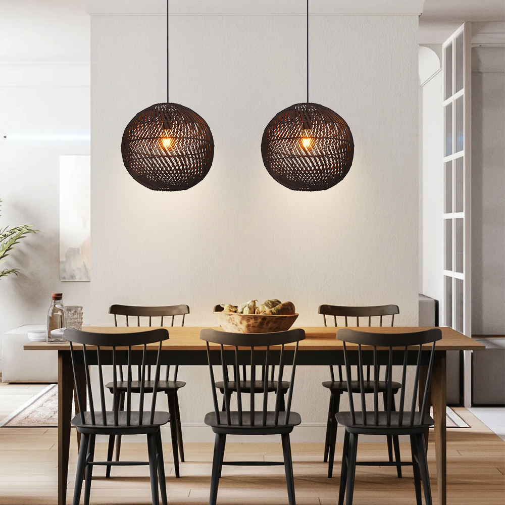 Southeast Asian Style Handmade Rattan Water-Pattern Shade Pendant Light